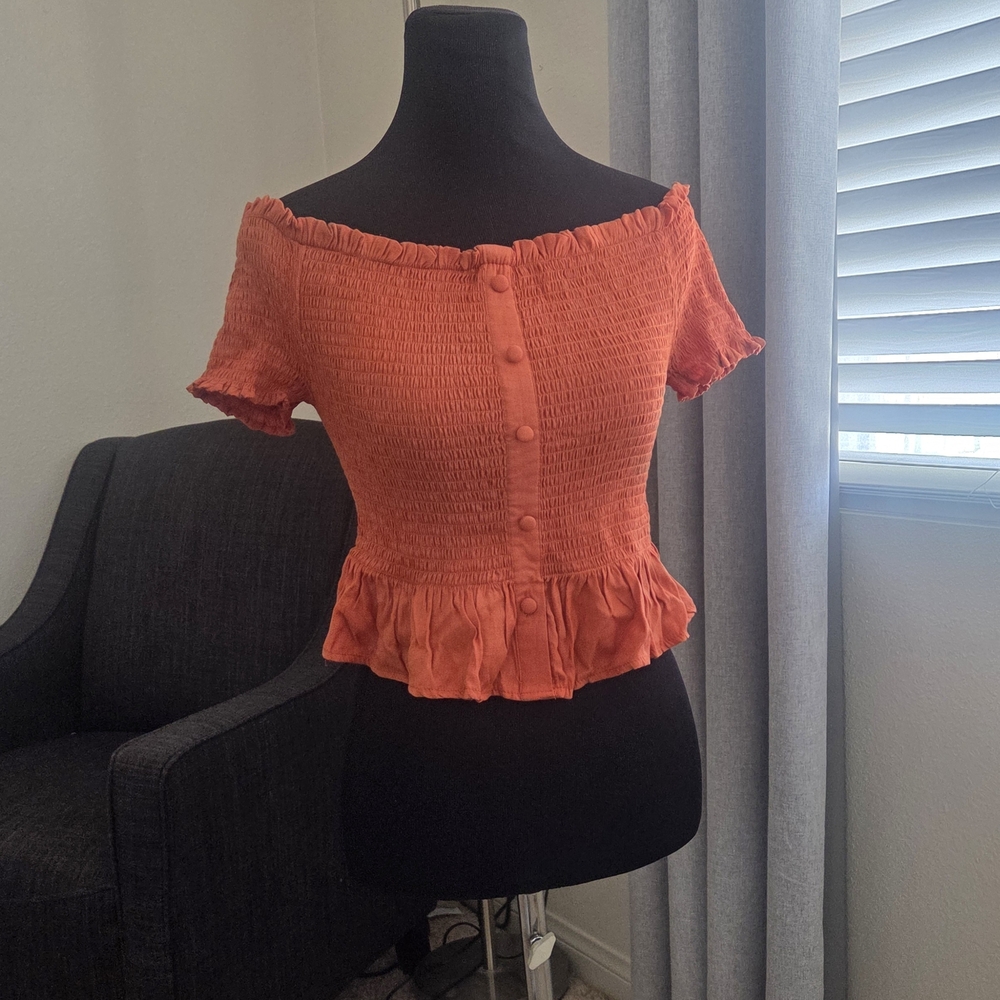 Iris Pink Smocked Peplum Blouse